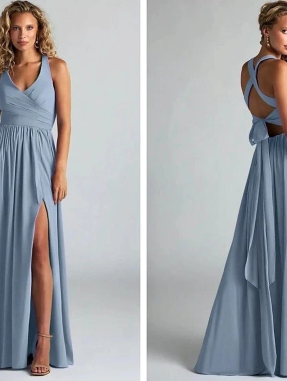 Azazie Dusty Blue Maxi Dress